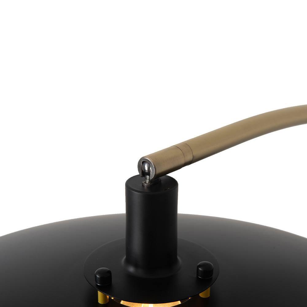 Rancho Mirage 1 Light Arc Floor Lamp - 86", Weathered Brass finish, Matte Black & Gold Leaf Shade, M