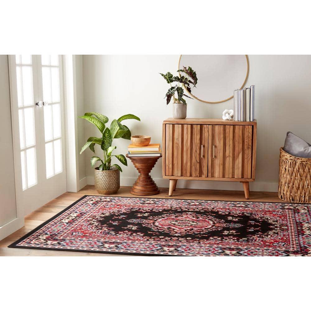 Home Dynamix Premium Sakarya Traditional Medallion Area Rug, Black/Red, 5'2"x7'4"