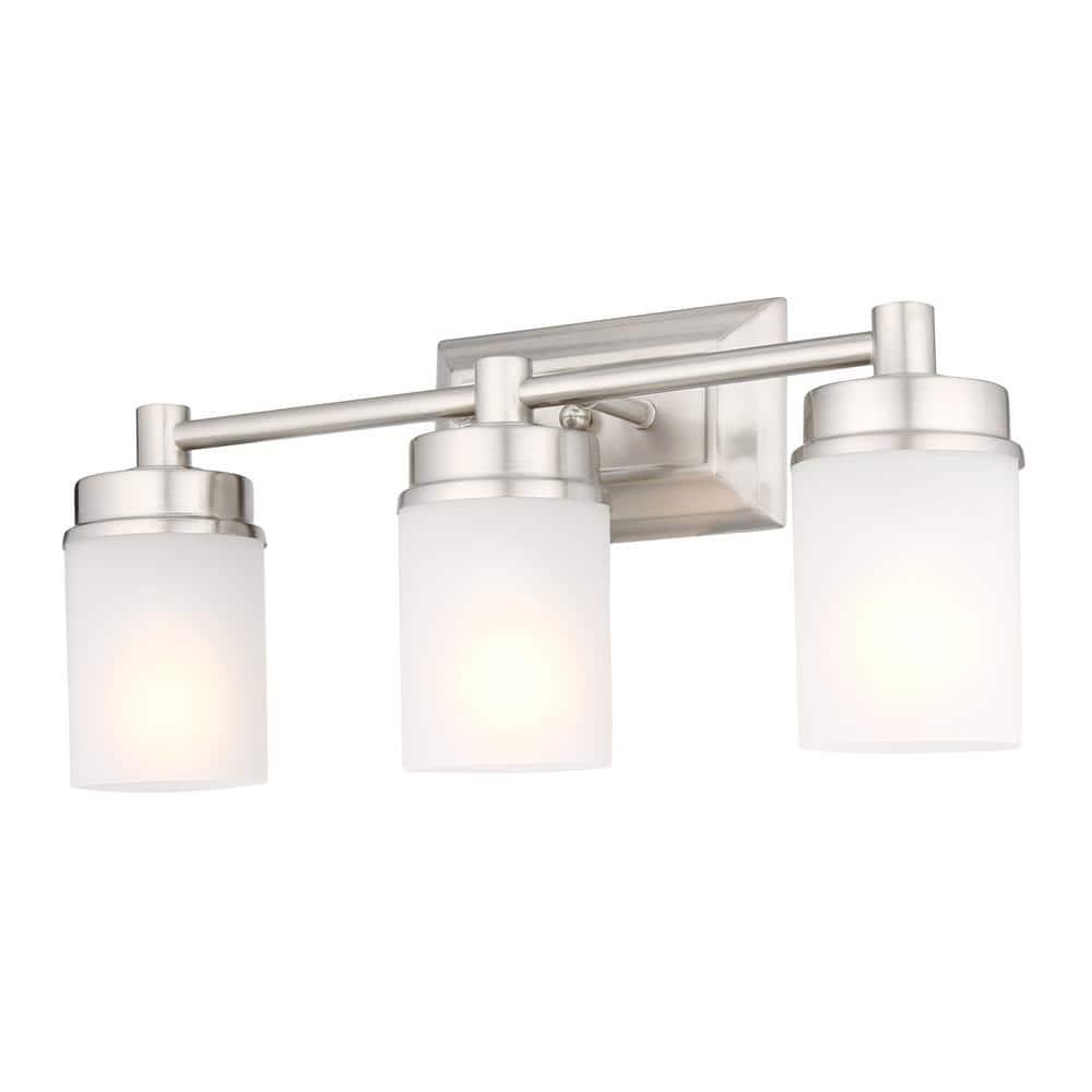 Hampton Bay Transitional 3-Light Brushed Nickel Vanity Light