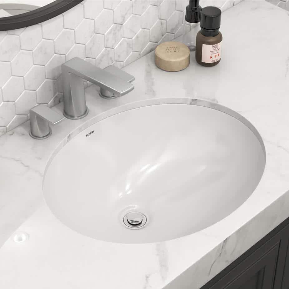 Ruvati Rvb0618 Krona 18-1/2" Oval Porcelain Undermount Bathroom Sink - White