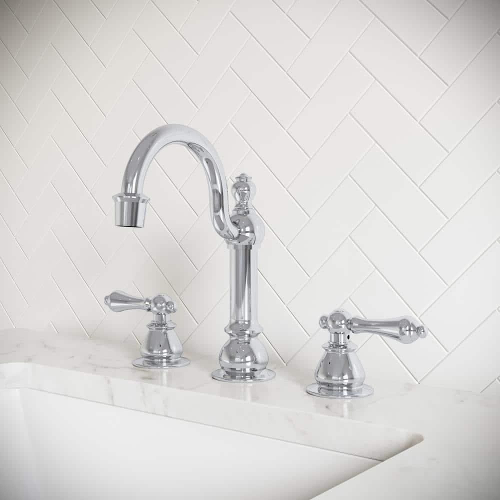 Water Creation F2-0012-01-AL American 20th Century Classic Widespread Lavatory F2-0012 Faucets - Silver & Chrome