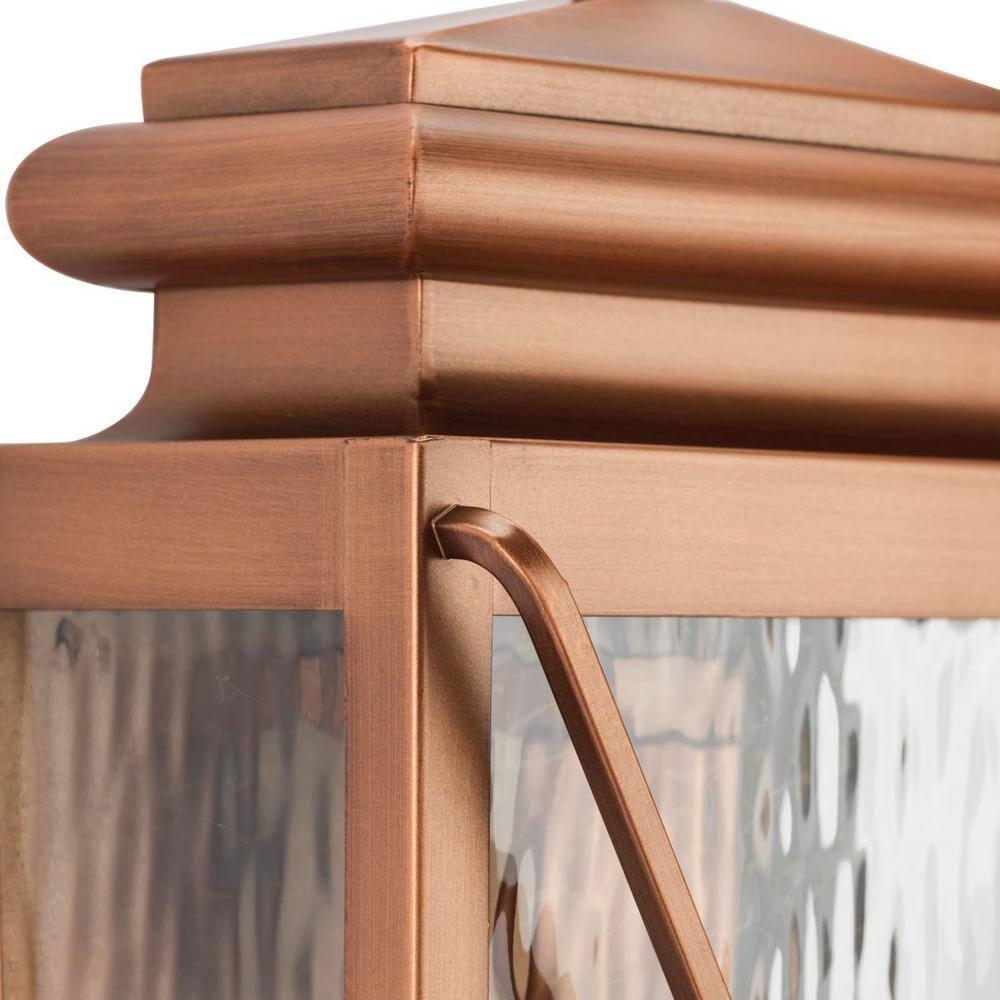 Wakeford Collection One-Light Antique Copper and Clear Water Glass Transitional Style Small Outdoor Wall Lantern