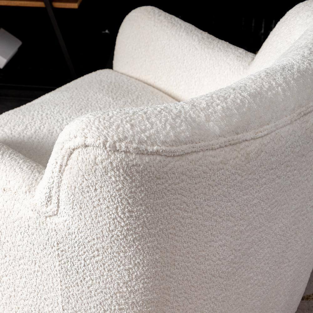 32" Wide Upholstered Swivel Armchair Cream - Kinwell: Rotating Base, No Assembly Required