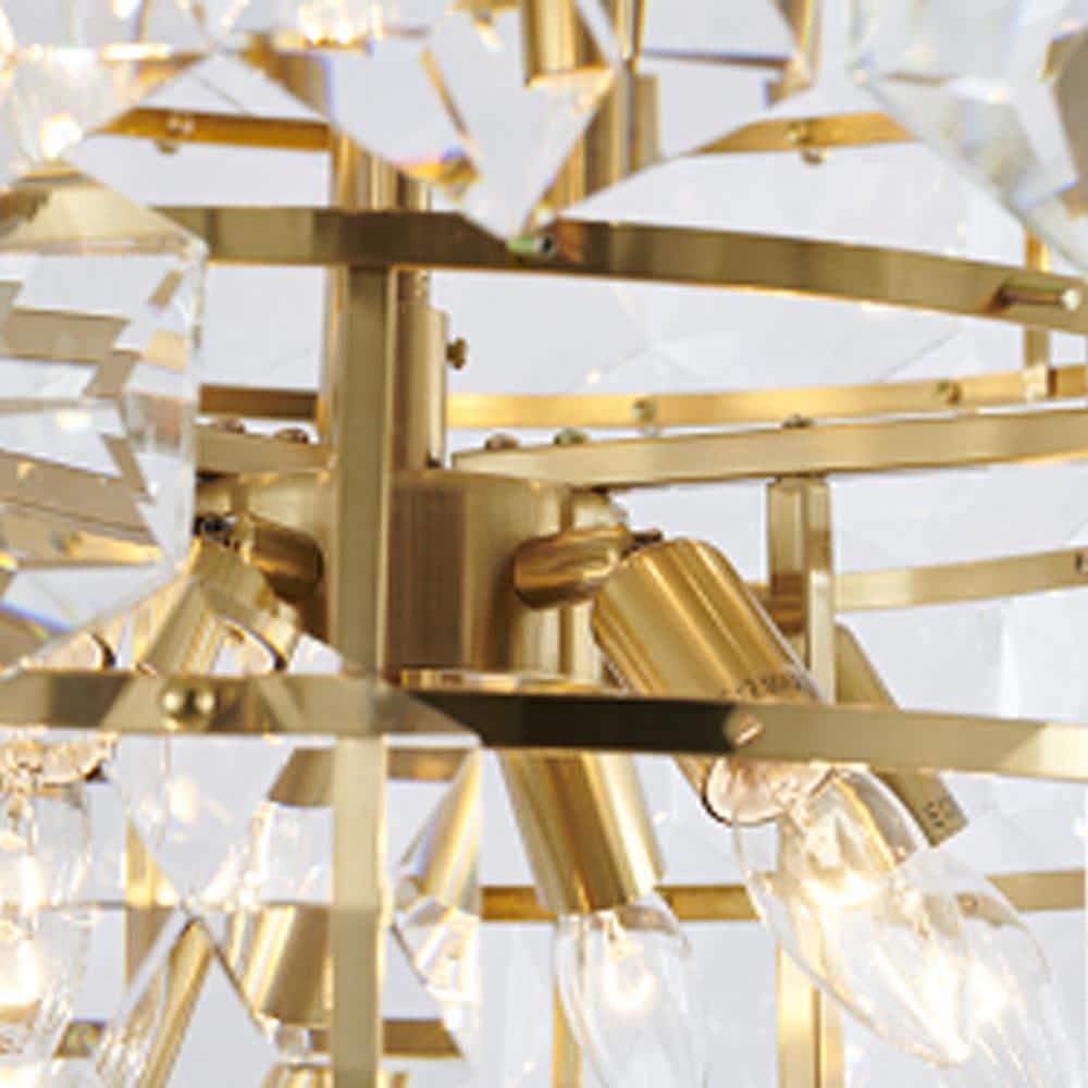 Design Living 28-Light D24'' Seven Tier Brass Frame Chandelier with Clear Hanging Crystals