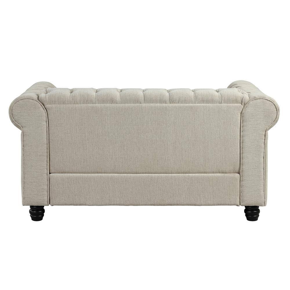 Morden Fort Beige Sofa Set for Living Room Furniture Button Tufted Chair and Loveseat 2 Pieces Fabric