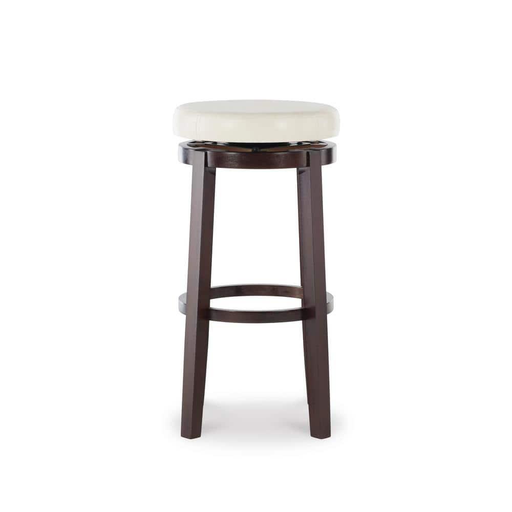 Maya Faux Leather Swivel Backless Barstool White - Linon