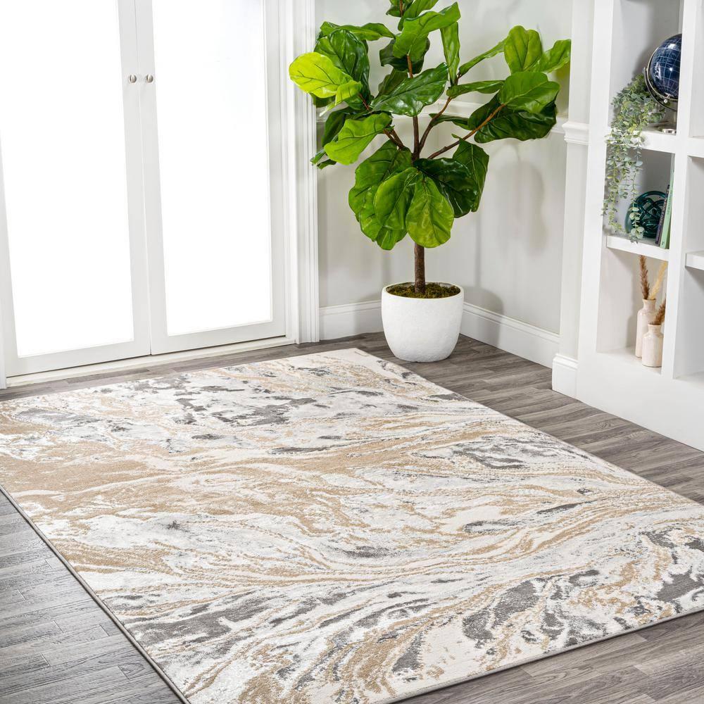 JONATHAN Y Swirl Marbled Abstract Beige/Ivory 5 ft. x 8 ft. Area Rug