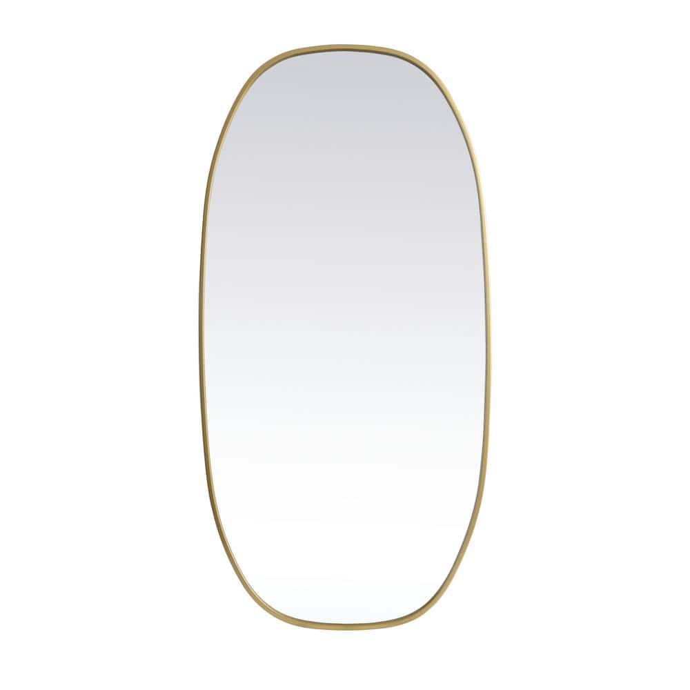 Elegant Lighting Metal Frame Oval Mirror 24x48 Inch in Brass