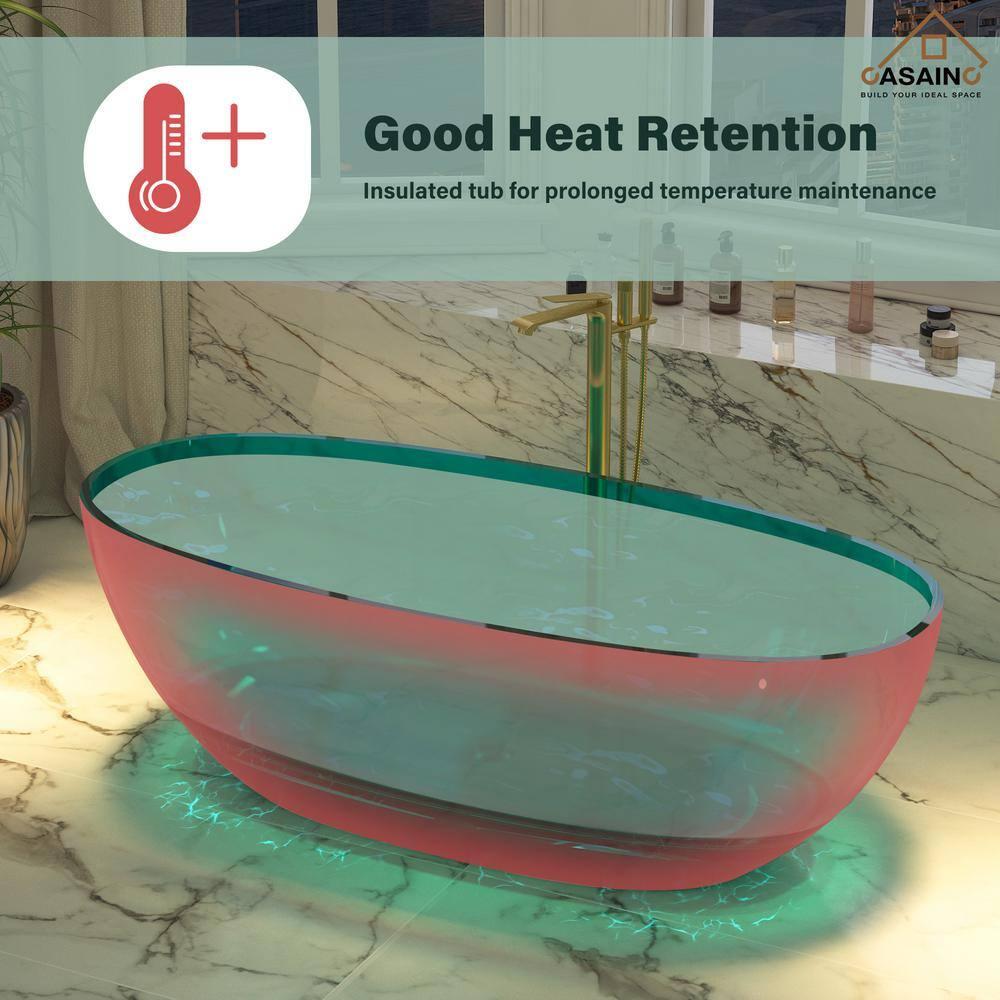67'' x 30'' Runway Semi Transparent Resin Freestanding Soaking Bathtub