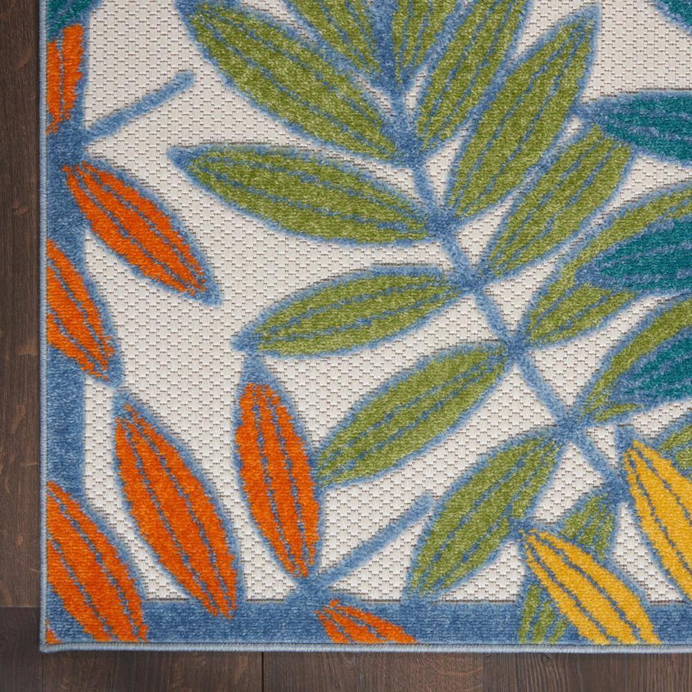 Nourison Aloha Floral Leaf Flatweave High-Low Indoor Outdoor Area Rug Ivory/Multi 5'3" x 7'5"