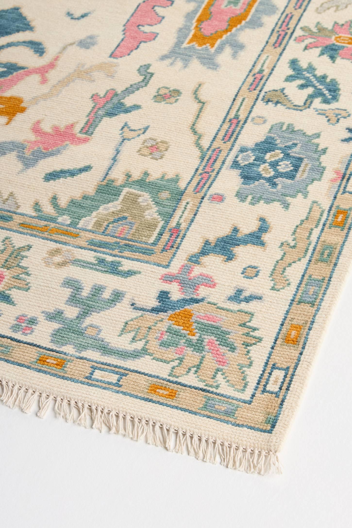 Feizy Karina Transitional Floral & Botanical, Ivory/Blue/Pink, 3'6" x 5'6" Accent Rug Easy Care Stain Resistant Fade Resistant Bohemian & Eclectic Bordered Design Carpet for Living Dining Bed Room