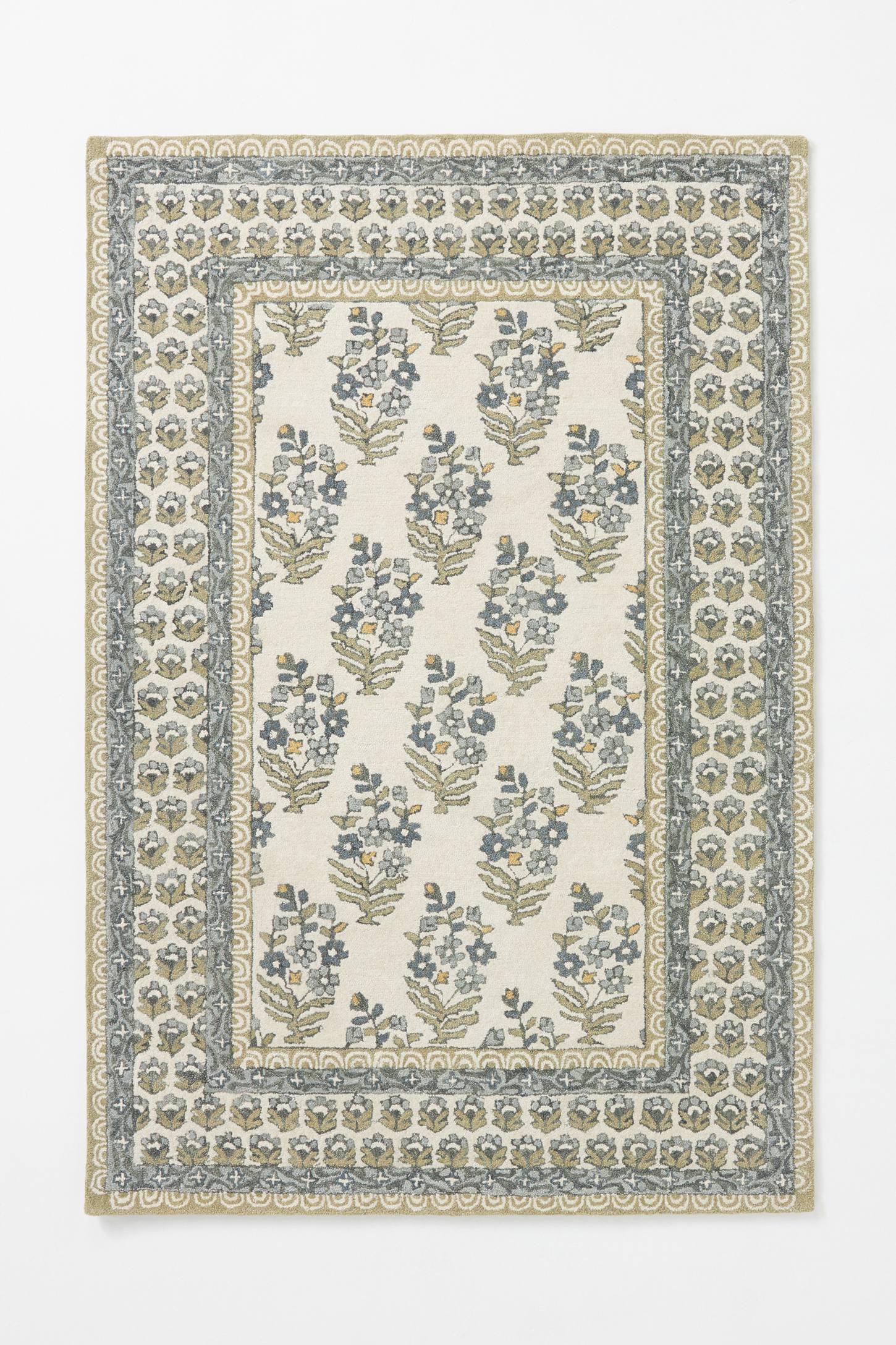 Momeni 3'6"x5'6" Cotswold Bourton Floral Handtufted Area Rug Green: Wool, Medium Pile, Botanical Pattern, Indoor Use