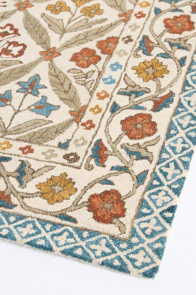 Momeni 2'x3' Cotswold Castle Combe Floral Handtufted Accent Rug Blue: Wool, Medium Pile, Indoor, Classic Pattern