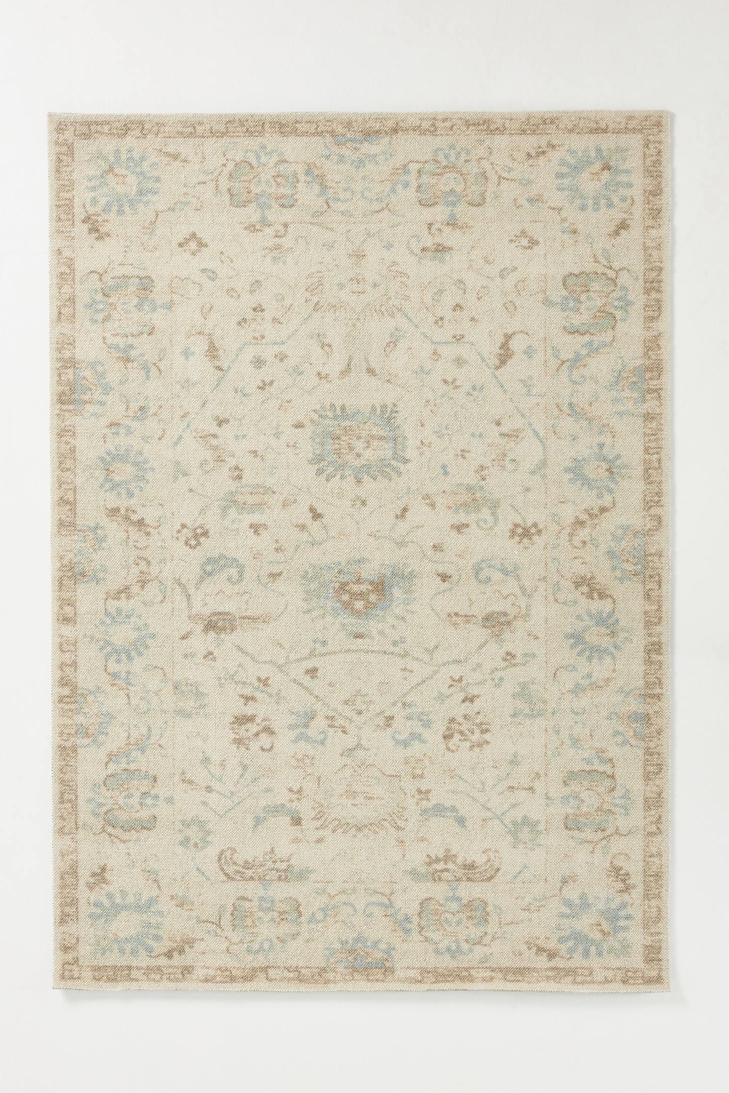 3'3"x5' Floral Loomed Accent Rug Light Blue - Momeni: Traditional Wool & Nylon Botanical Design, Low Pile, Indoor Use