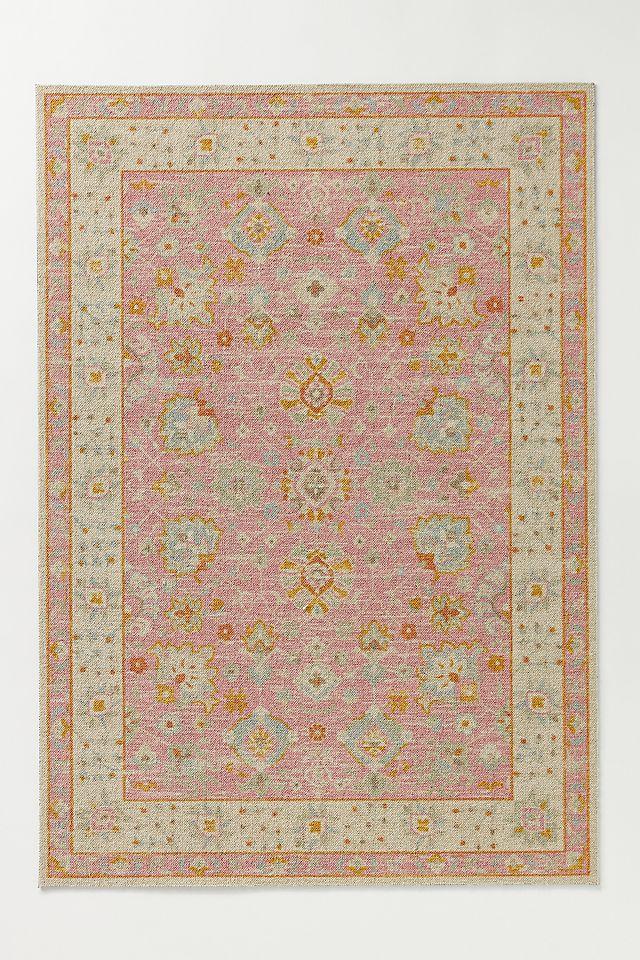 9'9"x12'6" Anatolia Riylnn Area Rug Pink - Momeni: Bohemian Floral Wool & Nylon, Low Pile, Indoor Use