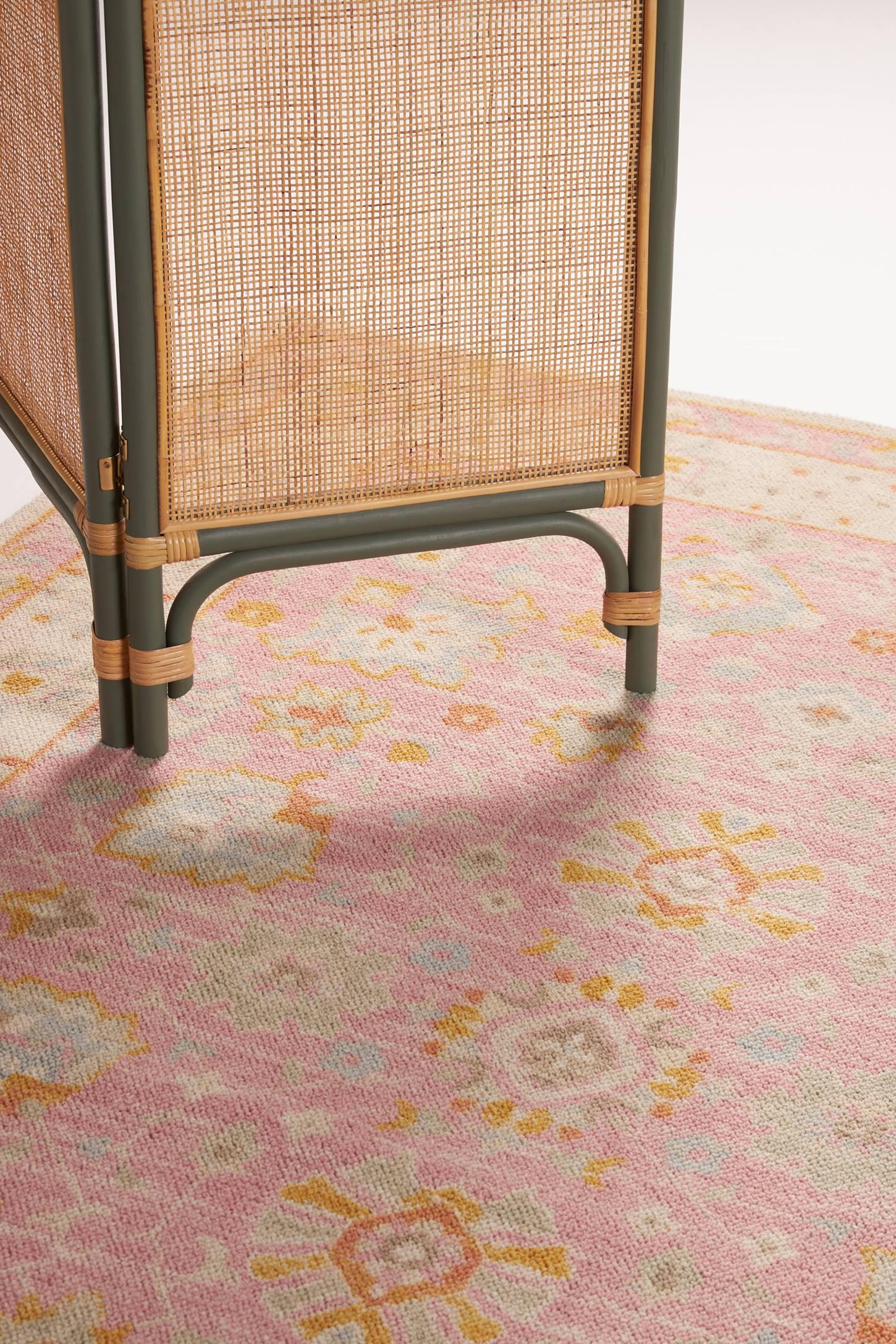 9'9"x12'6" Anatolia Riylnn Area Rug Pink - Momeni: Bohemian Floral Wool & Nylon, Low Pile, Indoor Use
