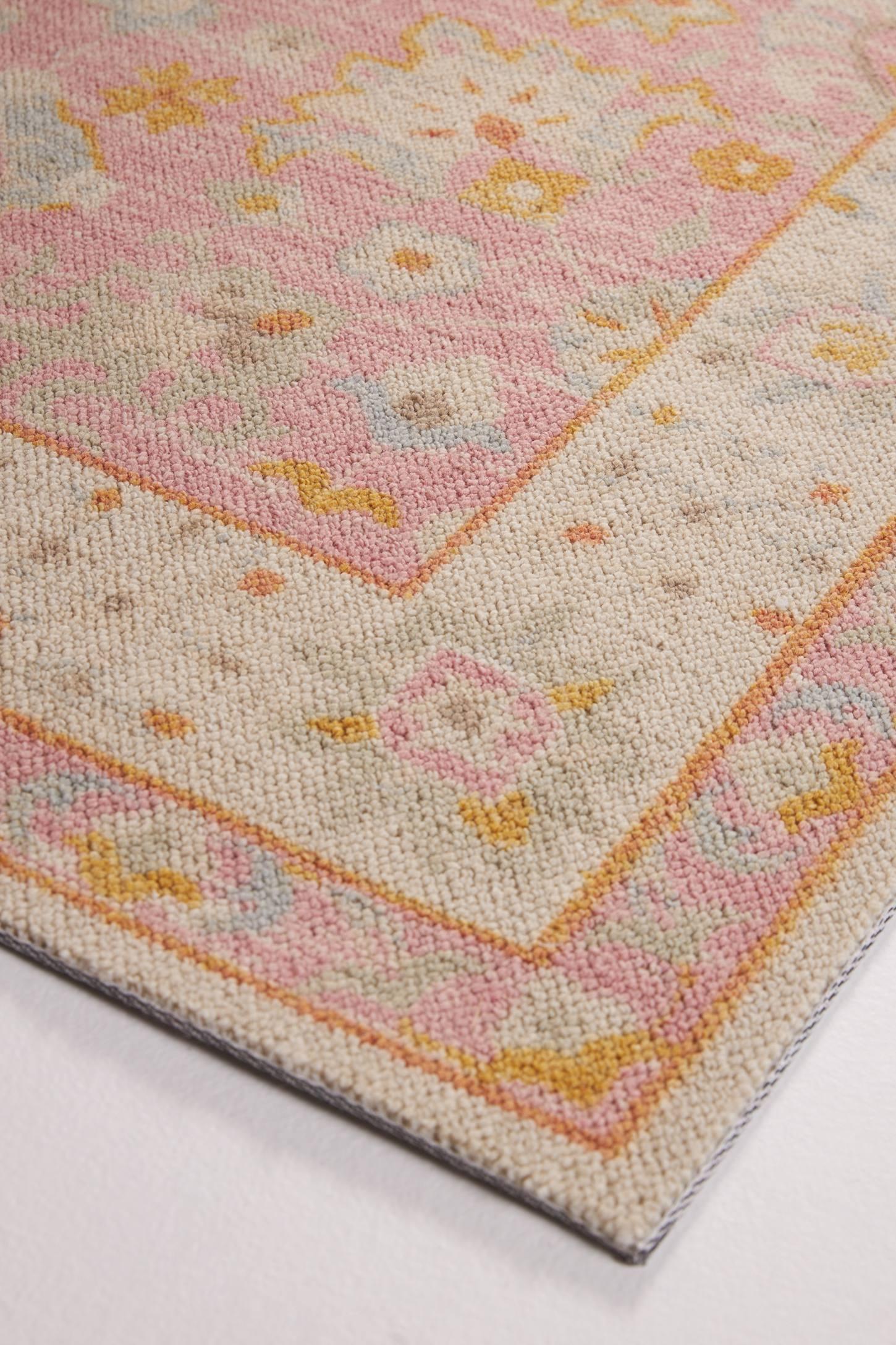 9'9"x12'6" Anatolia Riylnn Area Rug Pink - Momeni: Bohemian Floral Wool & Nylon, Low Pile, Indoor Use