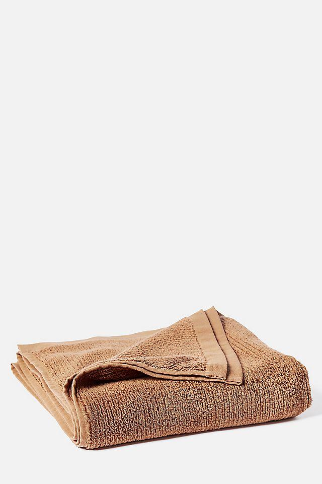Coyuchi Natural 100% Cotton Ribbed Bath Towel