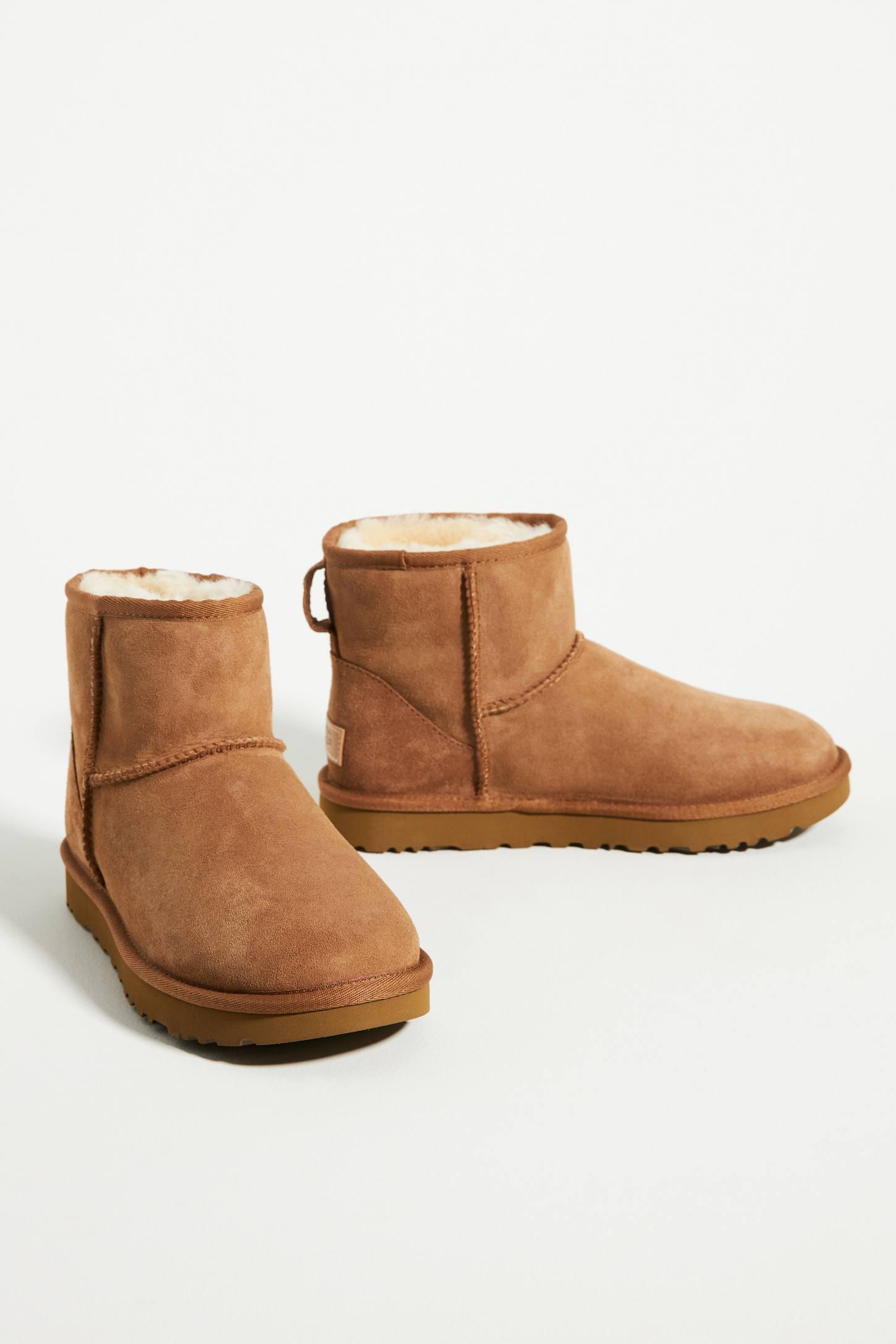 Ugg Women's Classic Mini II Leather Chestnut Ankle-High Suede Boot - 7M