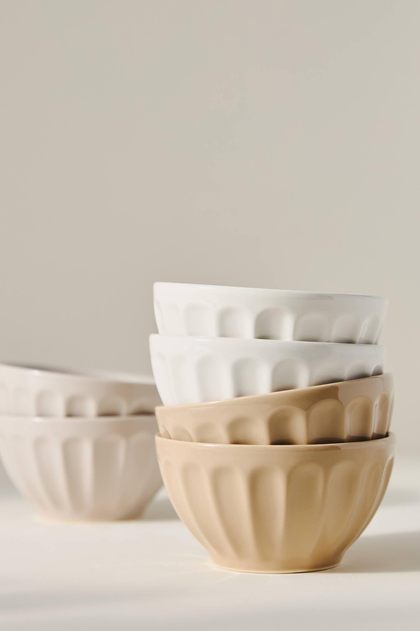 The Latte Stoneware Cereal Bowls, Assorted Set of 6: Amelie Edition