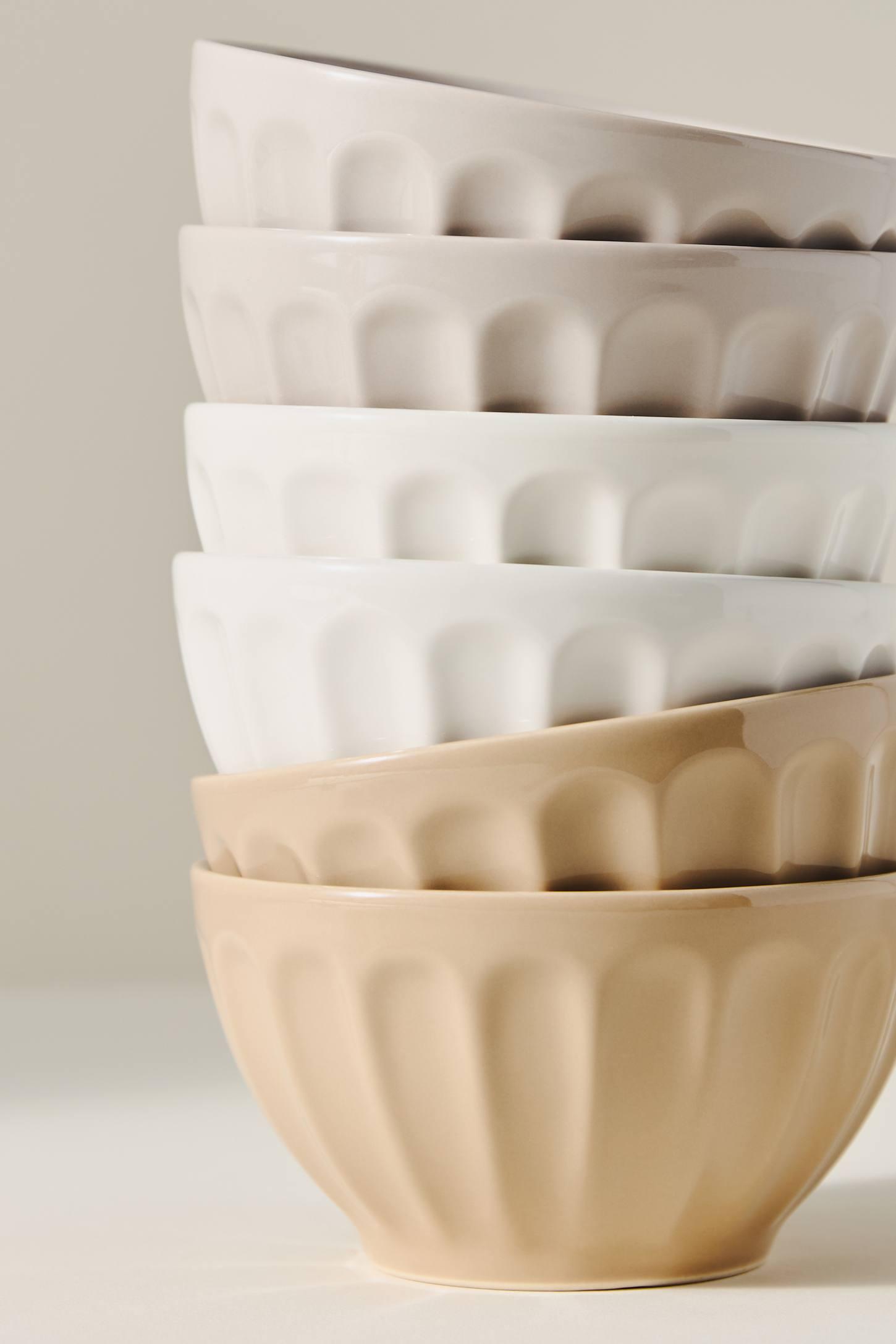The Latte Stoneware Cereal Bowls, Assorted Set of 6: Amelie Edition