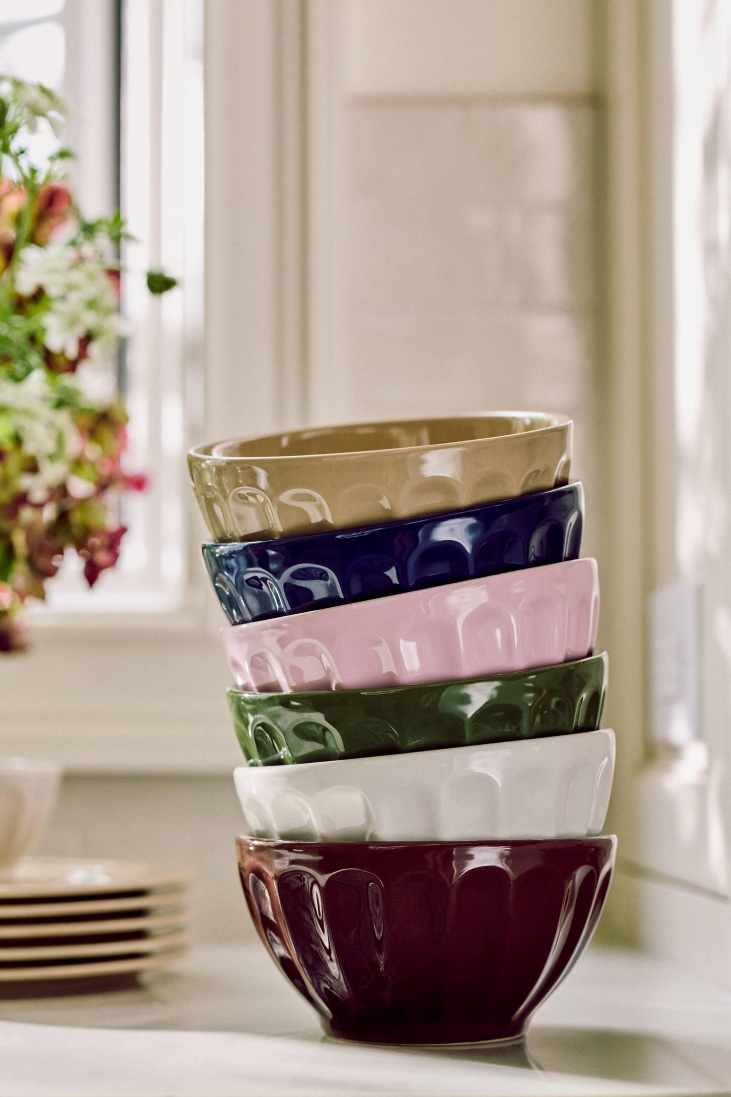 The Latte Stoneware Cereal Bowls, Assorted Set of 6: Amelie Edition