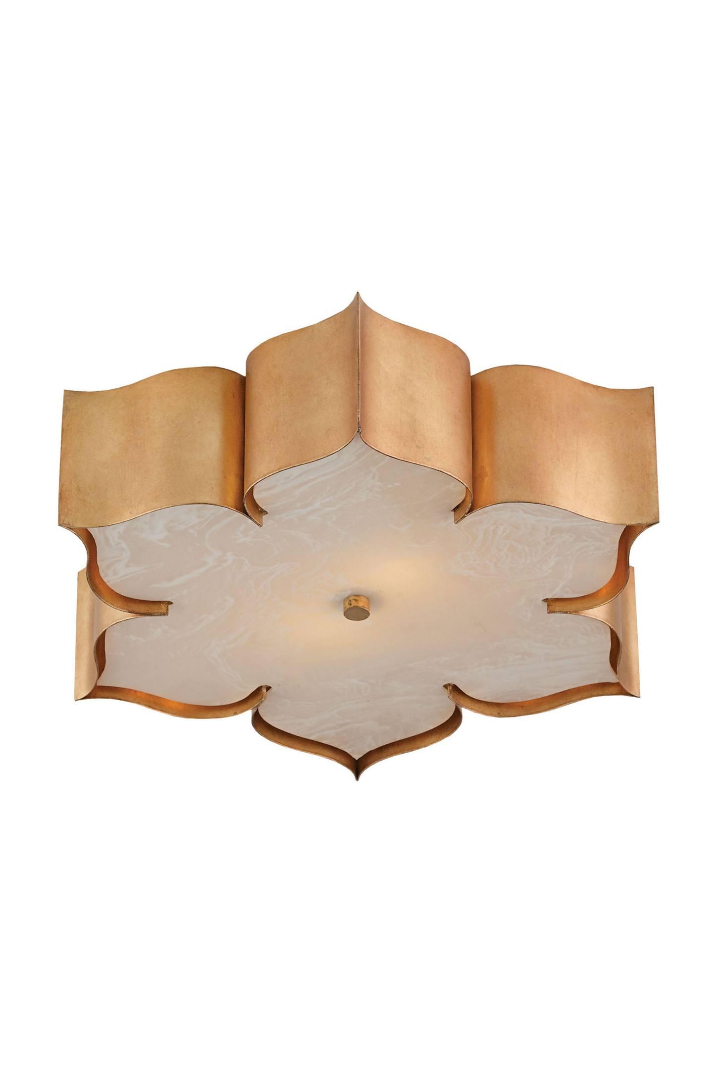 Majestic Antique Gold Leaf Glass 2-Light Flush Mount