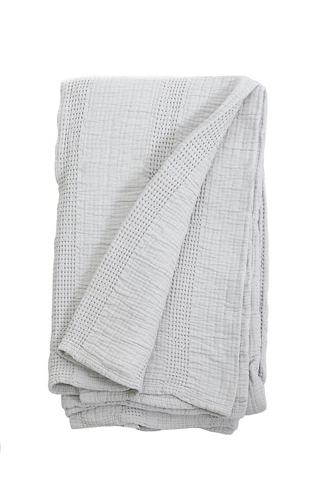 Nantucket Cotton Matelassé Coverlet by Pom Pom at Home - Grey / Queen