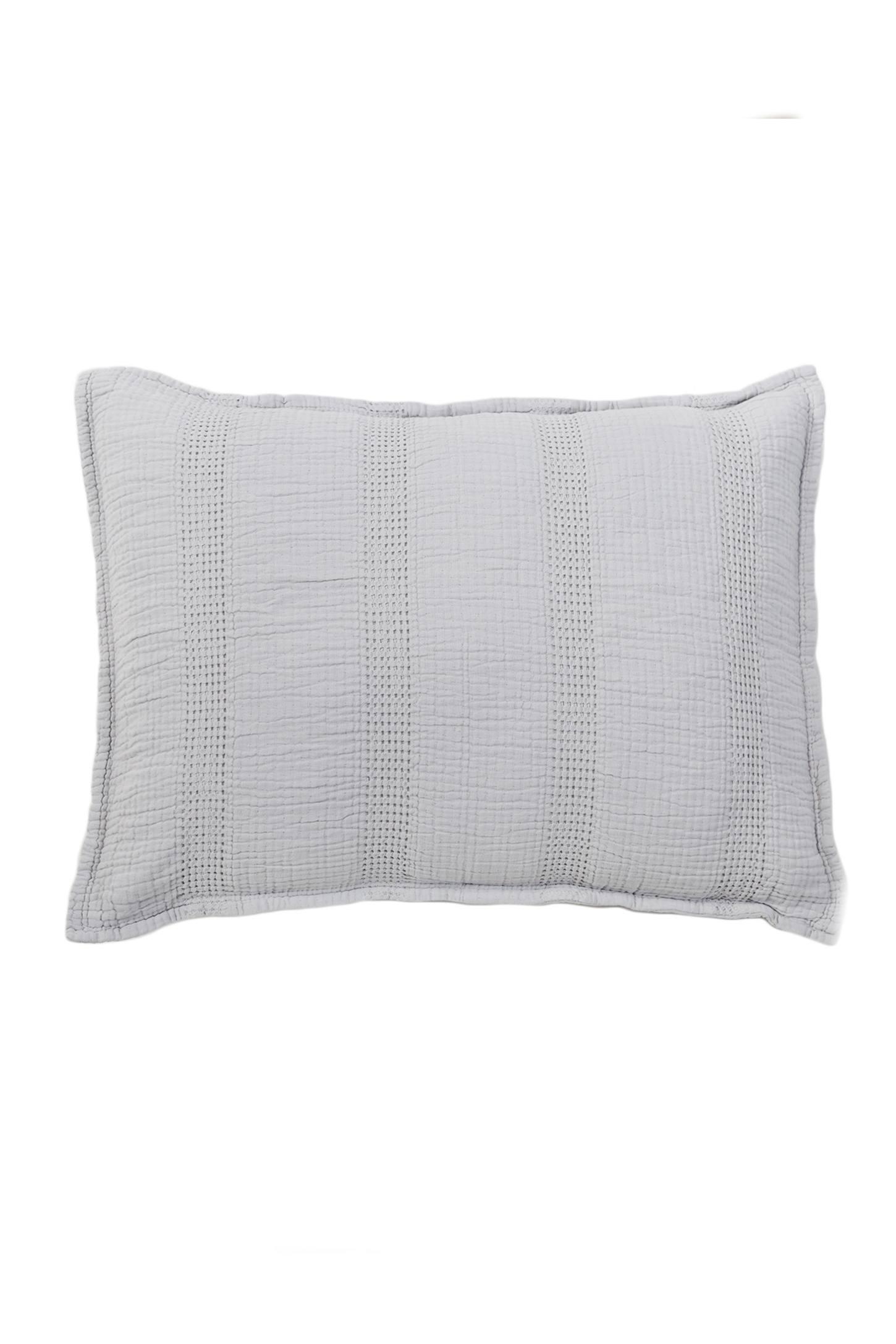 Nantucket Cotton Matelassé Sham by Pom Pom at Home - Grey / Standard