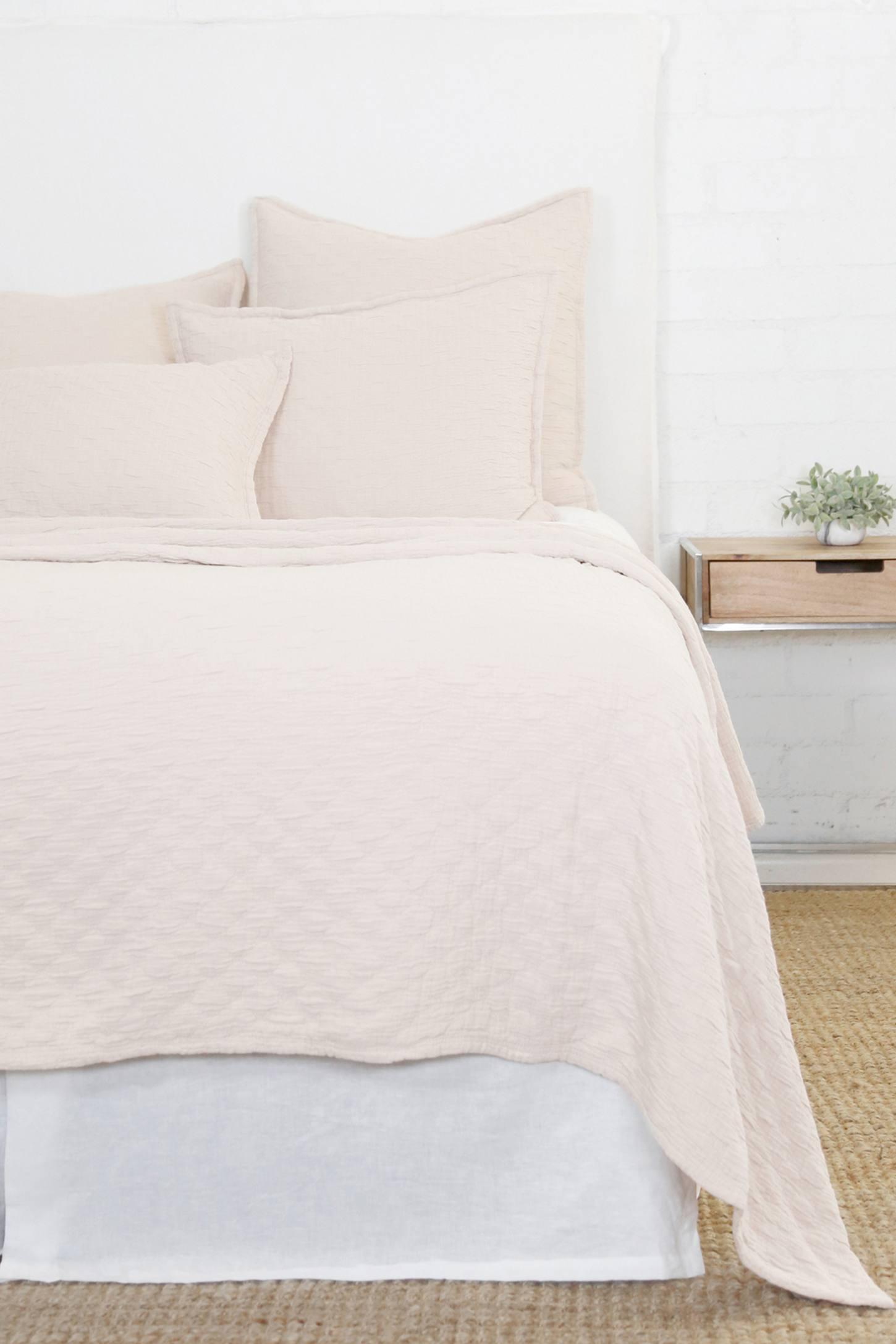 Ojai Cotton Matelassé Coverlet by Pom Pom at Home - Blush / Queen