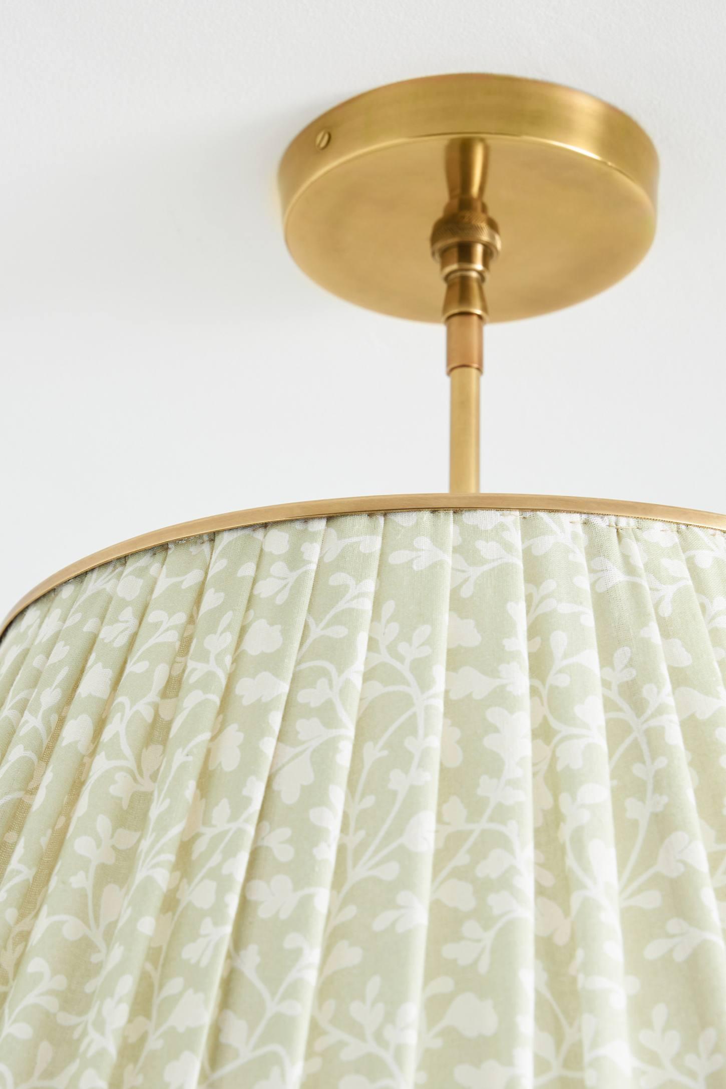 Lee Brass 24" Ruched Printed Semi-Flush Mount Pendant Light