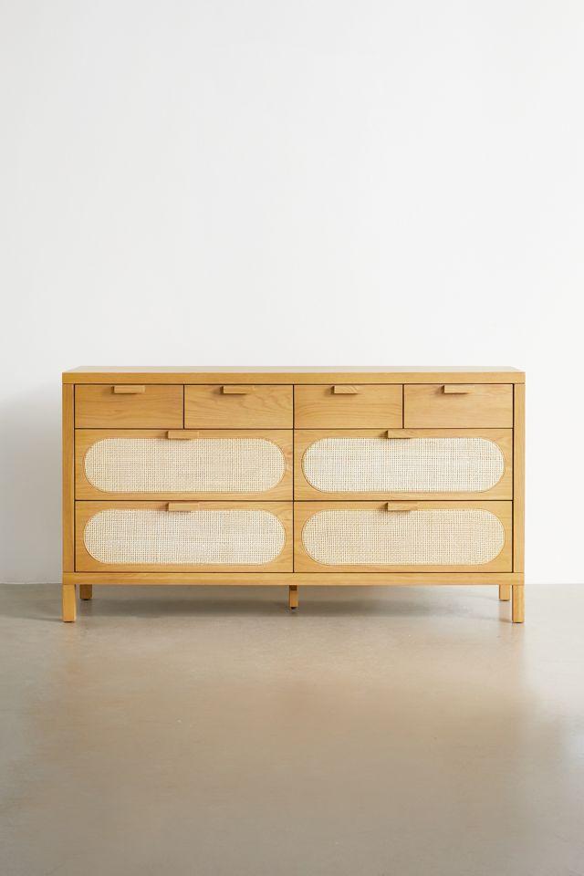 Alder Cane Paned 8-Drawer Dresser