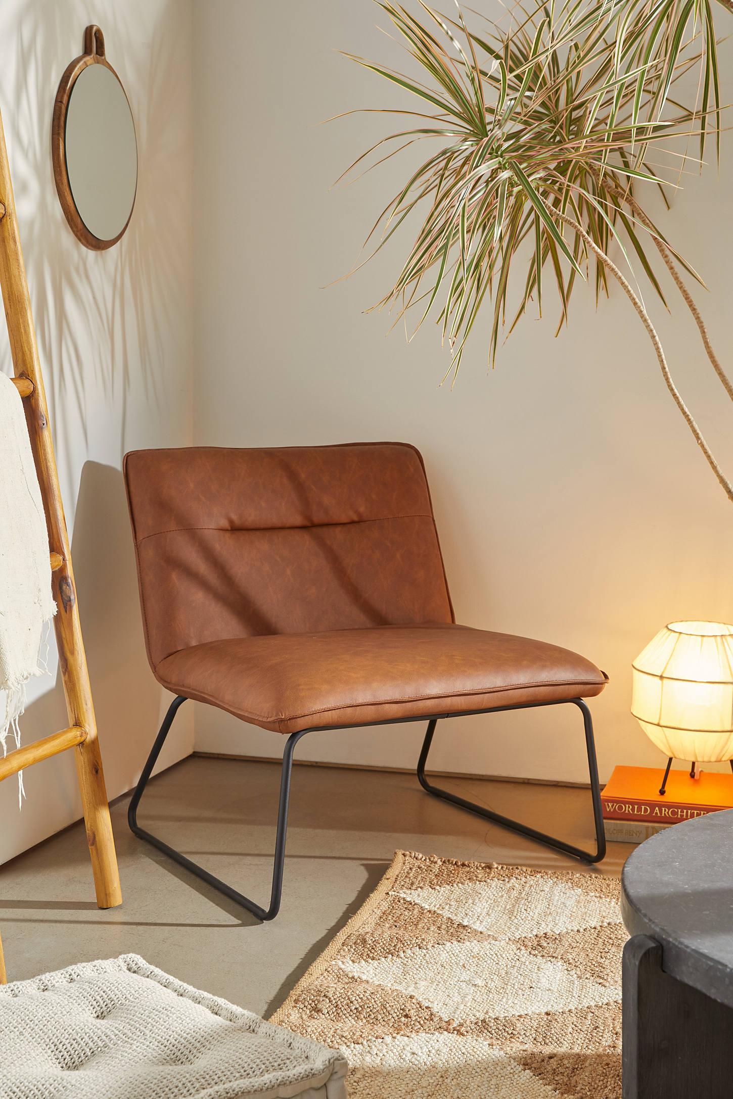 Spencer Faux Leather Armless Lounge Chair
