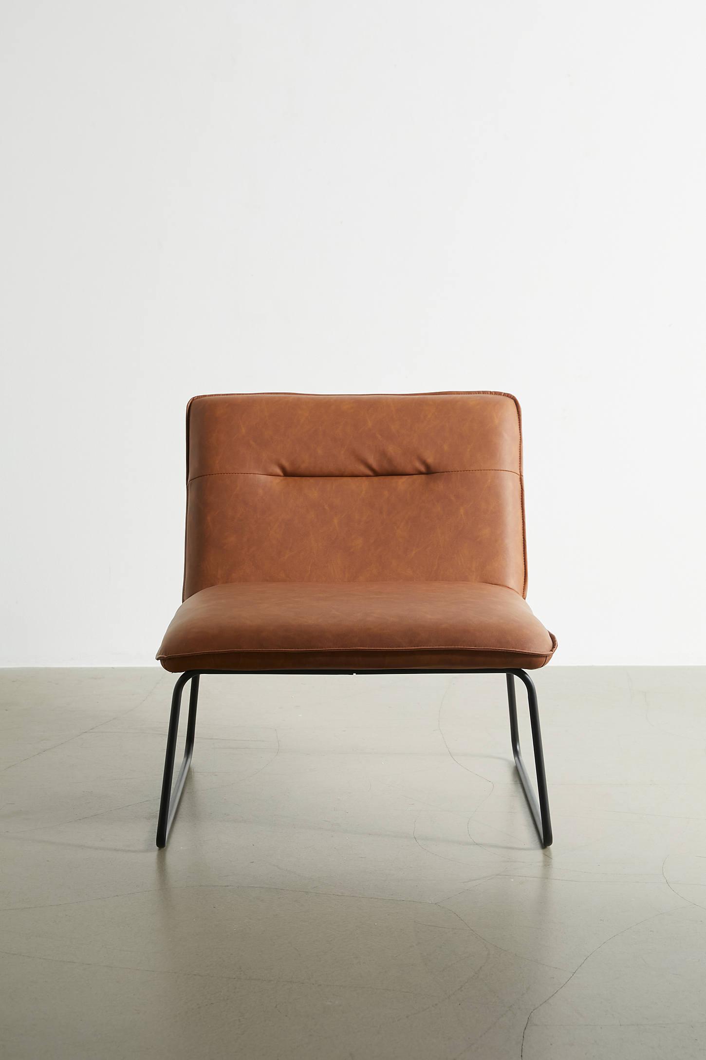 Spencer Faux Leather Armless Lounge Chair