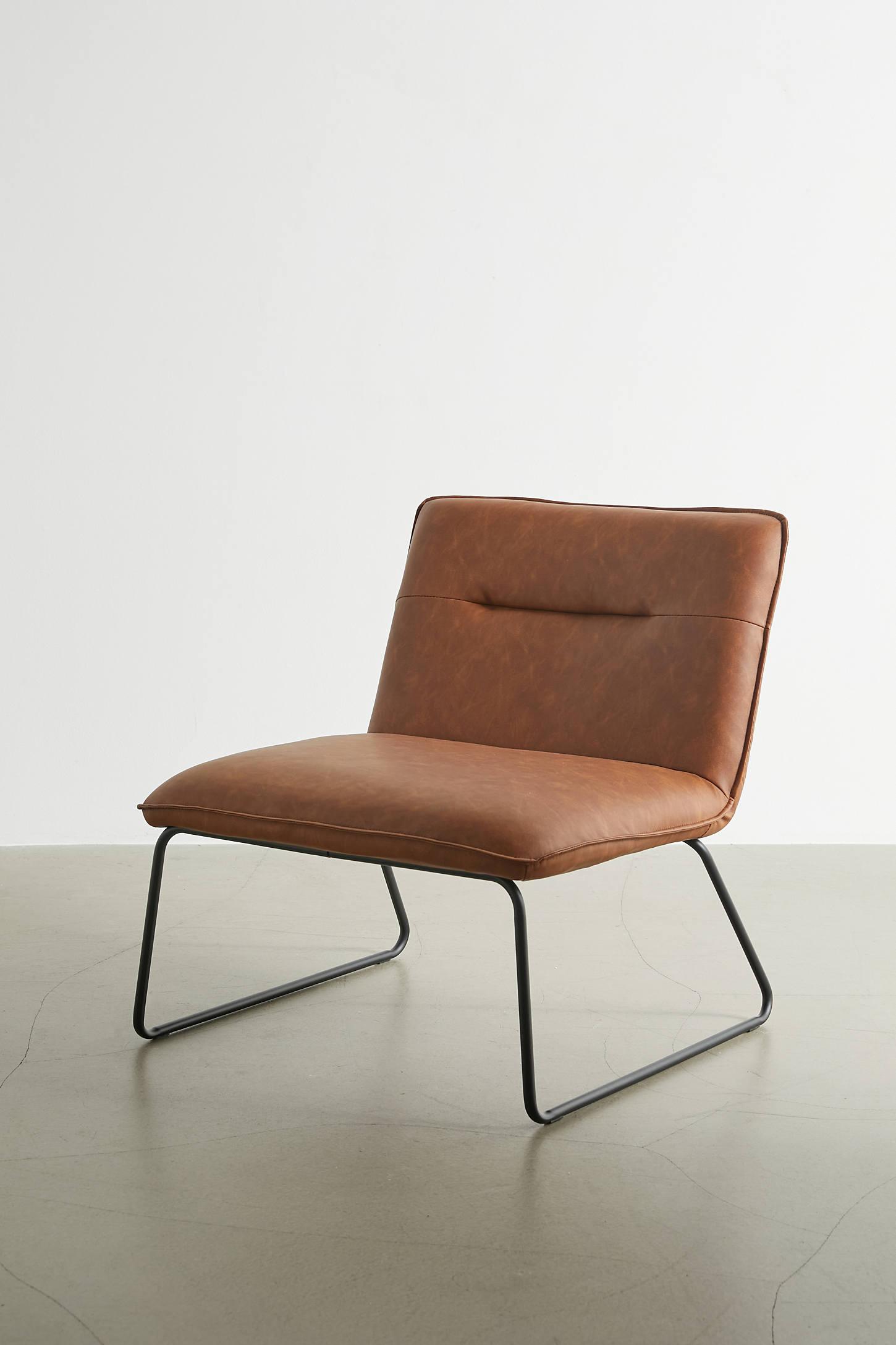 Spencer Faux Leather Armless Lounge Chair