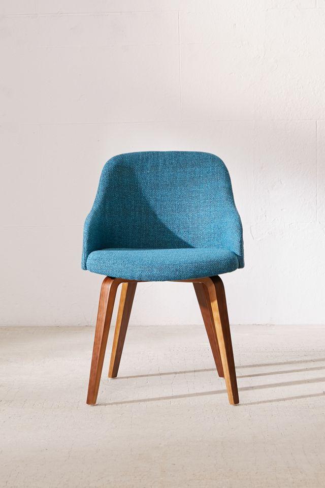 Teal Upholstered Scandinavian Arm Chair with Wood Frame