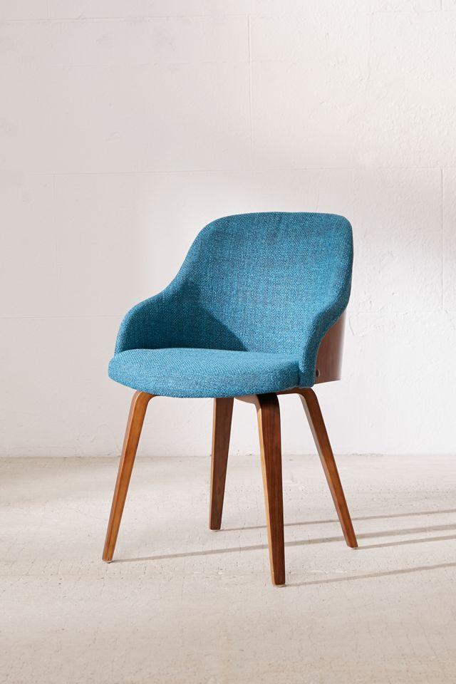 Teal Upholstered Scandinavian Arm Chair with Wood Frame