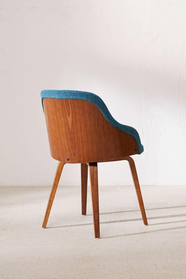 Teal Upholstered Scandinavian Arm Chair with Wood Frame