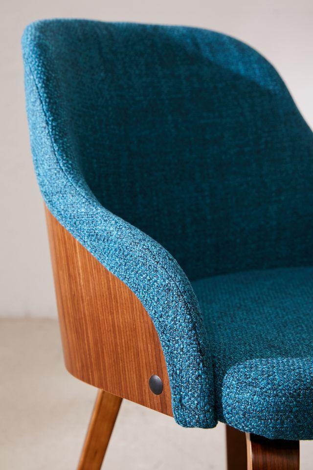 Teal Upholstered Scandinavian Arm Chair with Wood Frame