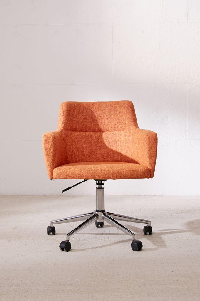 Contemporary Swivel Arm Chair in Vibrant Orange with Metal Base