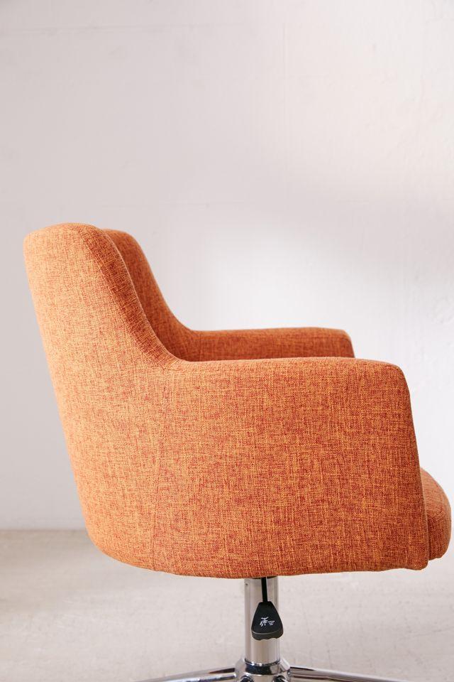 Contemporary Swivel Arm Chair in Vibrant Orange with Metal Base