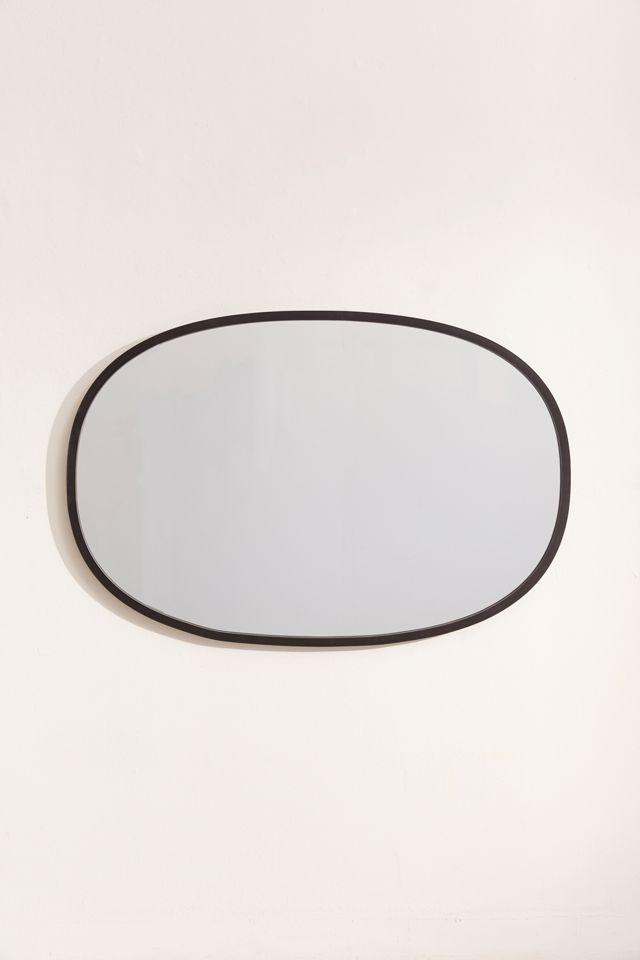 Modern Industrial Hub Oval Wall Mirror with Black Rubber Rim