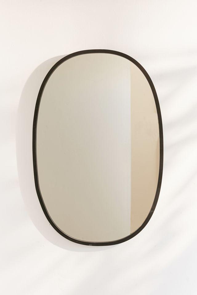 Modern Industrial Hub Oval Wall Mirror with Black Rubber Rim