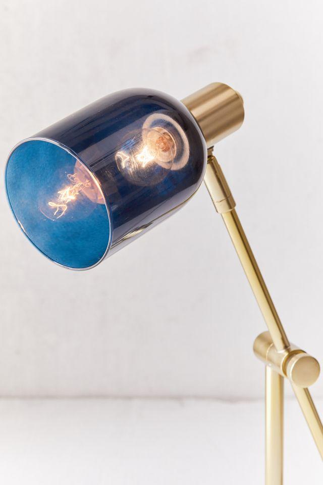 Marcel Adjustable White, Gold, and Blue Glass Table Lamp