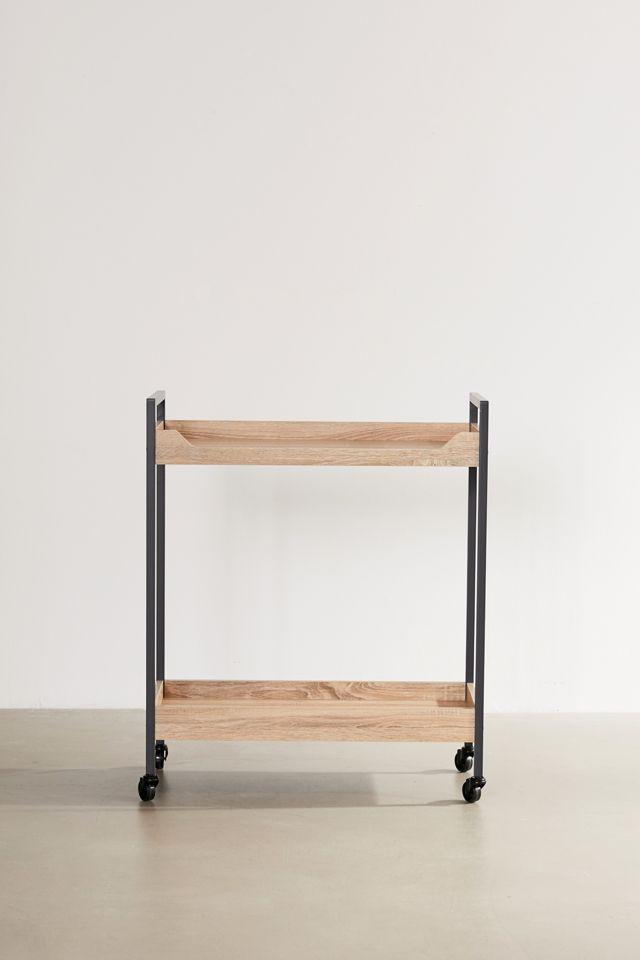 Charter Oak Industrial Rolling Bar Cart with Dual Shelves