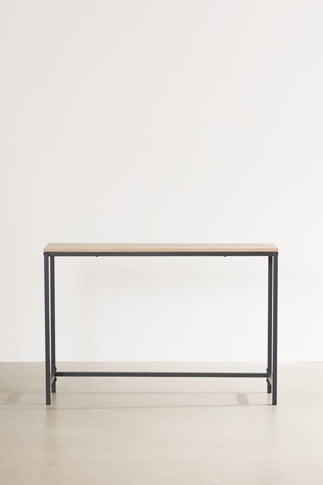 Charter Oak and Black Metal Slim Entryway Table with Storage