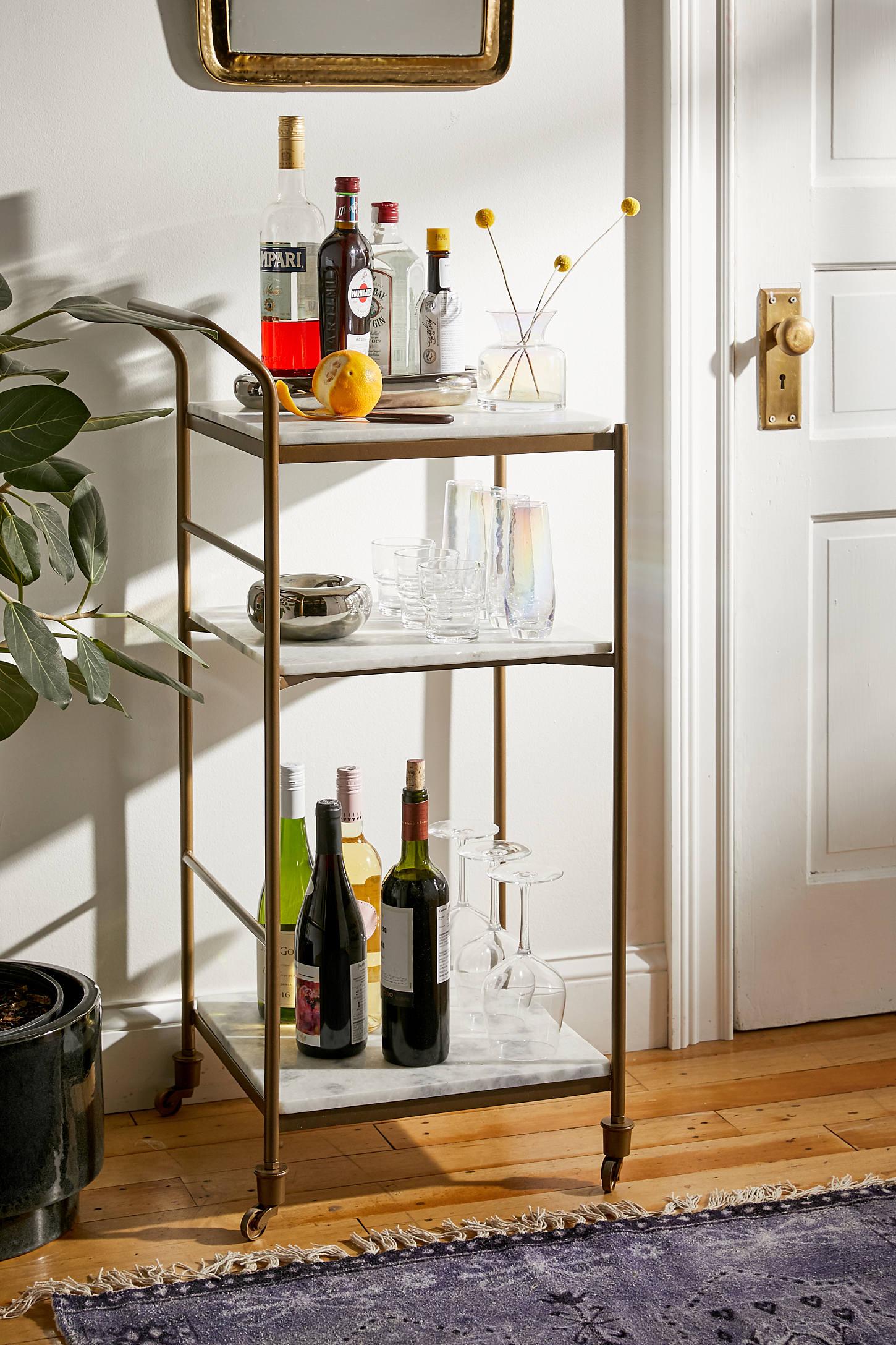 Evander Bar Cart - Antique Brass