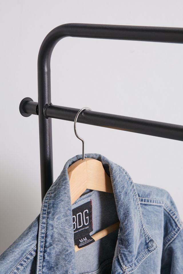 Black Steel Swivel Clothing Rack with Basket Shelf