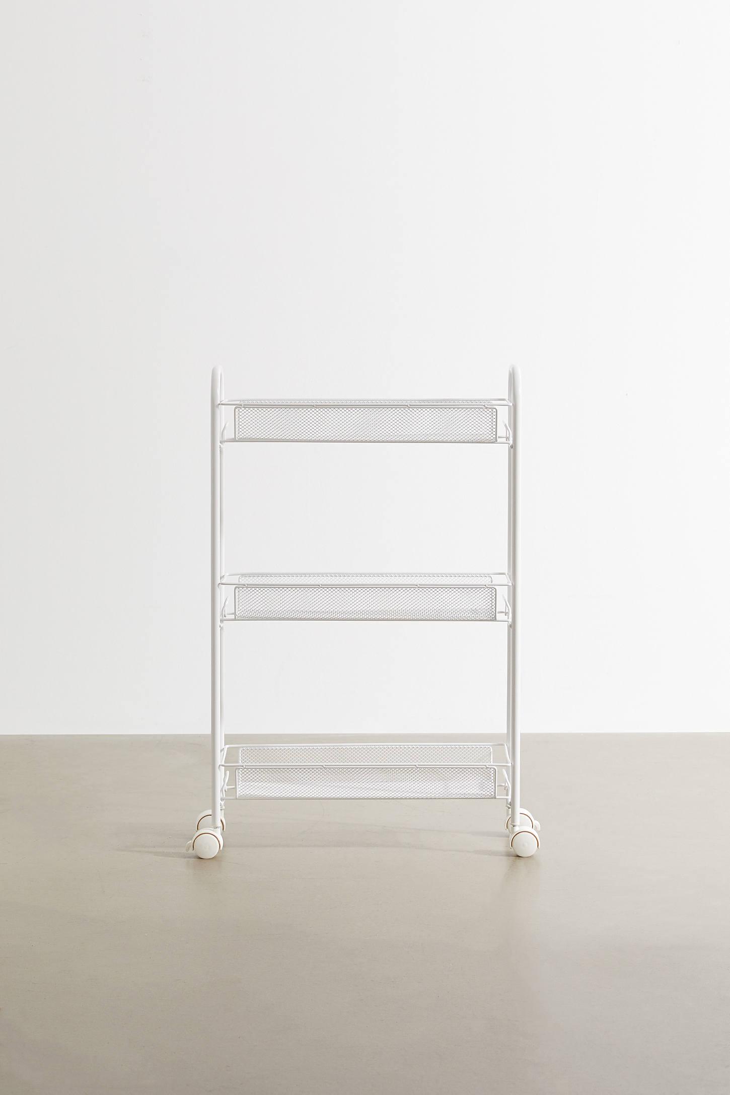 Slim 3-Tier Wire Rolling Storage Cart