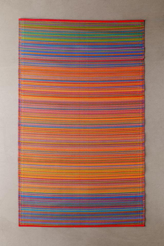 Vibrant Multicolor Striped Reversible Outdoor Rug, 5' x 8'